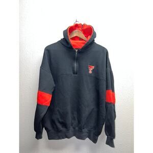 Vintage Texas Tech Hoodie Black Red TT University College Dodger 80s VTG XL